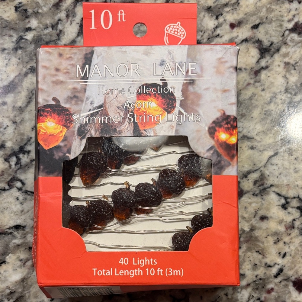 New Manor Lane Acorn Shimmer String Lights Battery Powered